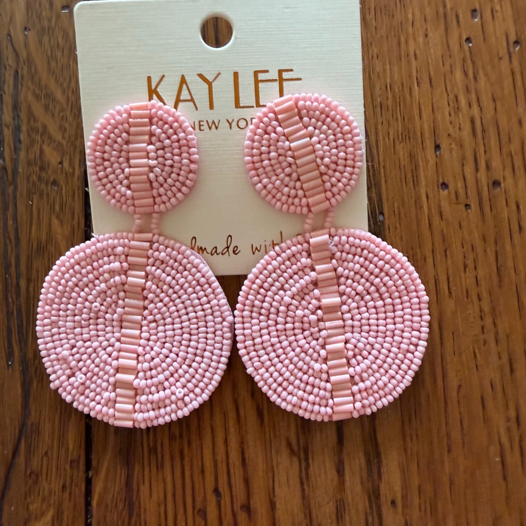 Pink Beaded Earrings Handmade With